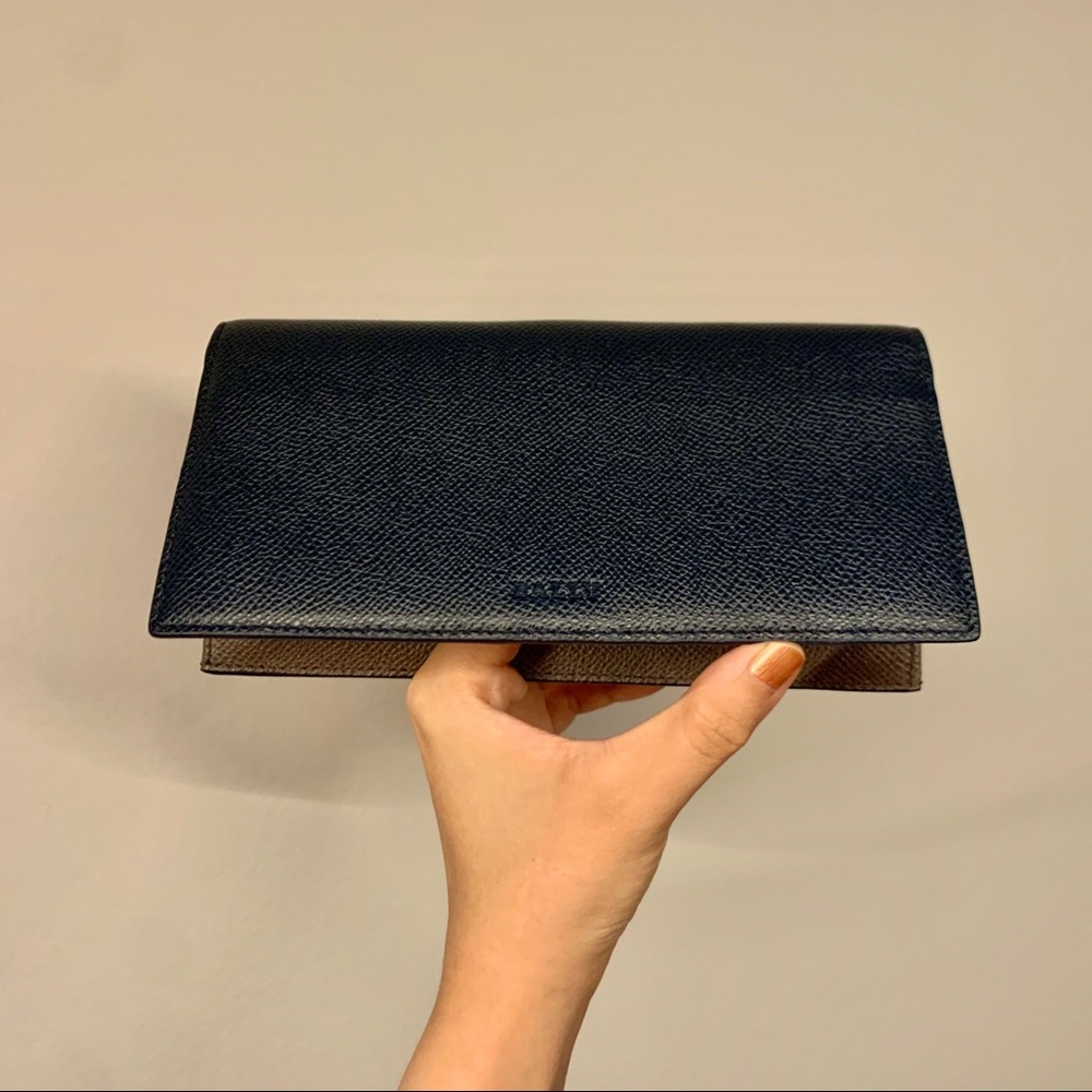 two-tone bally calf leather continental wallet